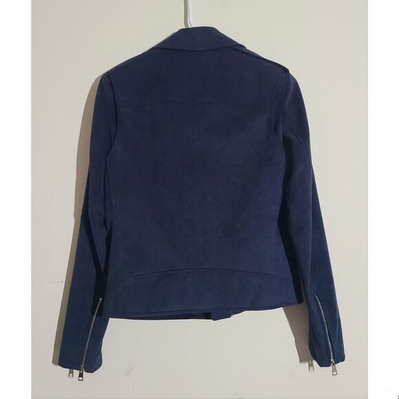 NWT|Theory Modern Moto 2.0 Fulton Navy Faux Suede Jacket - Picture 3 of 13